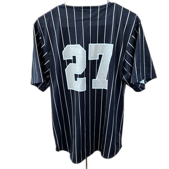Don Alleson Athletic Baseball Jersey Black Striped Seal Team 27 Buttons S - Picture 8 of 11